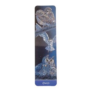 Vintage Y2K Owls Bookmark Barn Horned owl Lance Rudegeair Tab-Marks 2001 Antioch